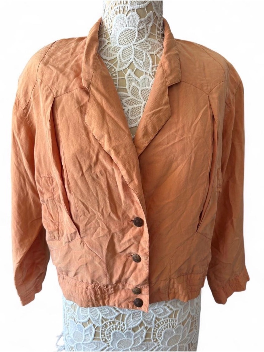 Women's Lightweight Peach Button-Front Jacket